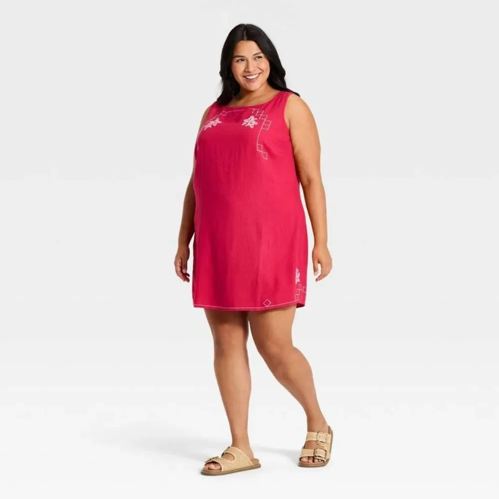 Women's Woven Mini Sundress - Universal Thread Pink 1X
